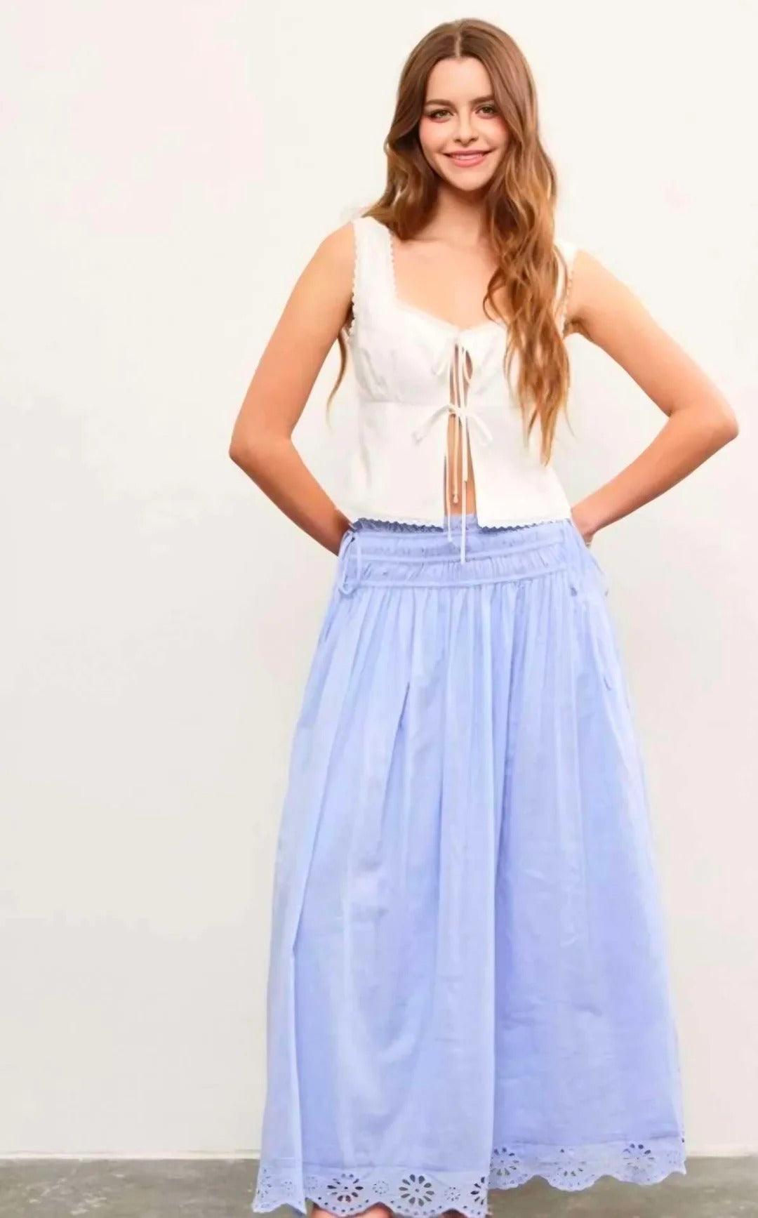 The Boho Vibe~ Periwinkle Eyelet Skirt…