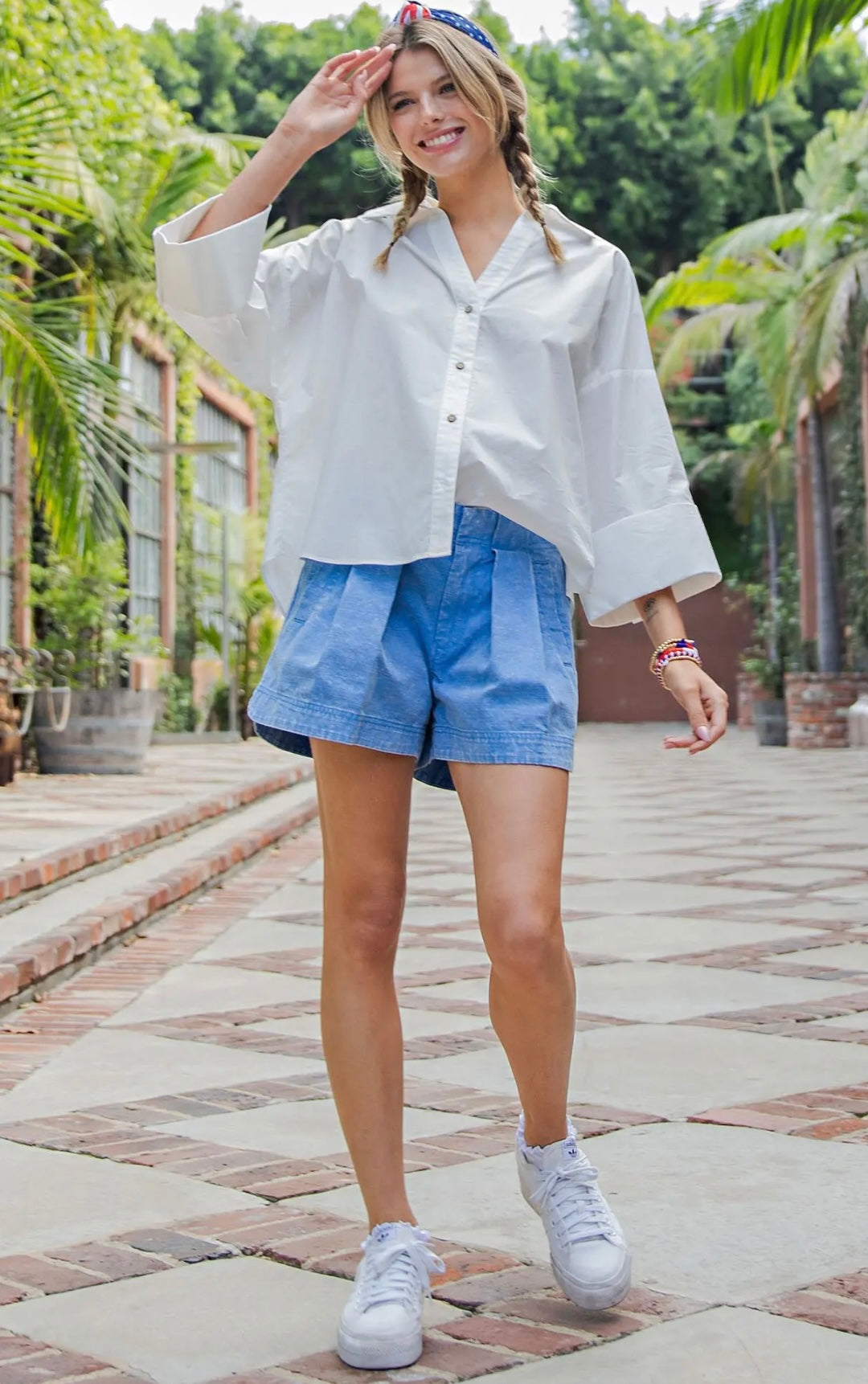 White Back Pleated Top