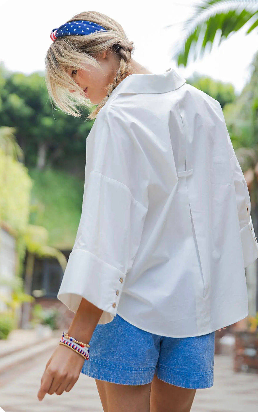 White Back Pleated Top