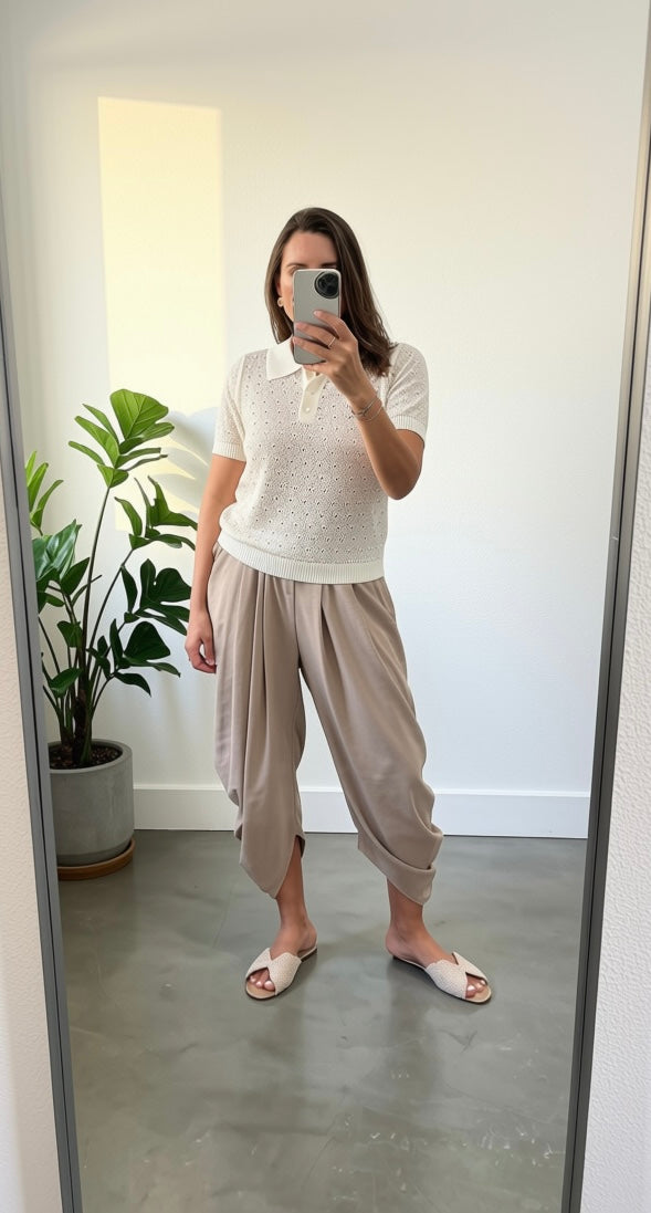 Ivory Knit Polo
