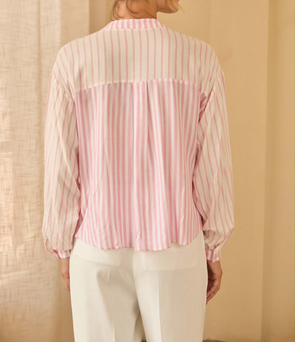 Pink Stripe Button Top