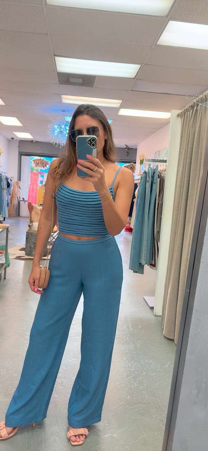 Blue Braided Pant Set