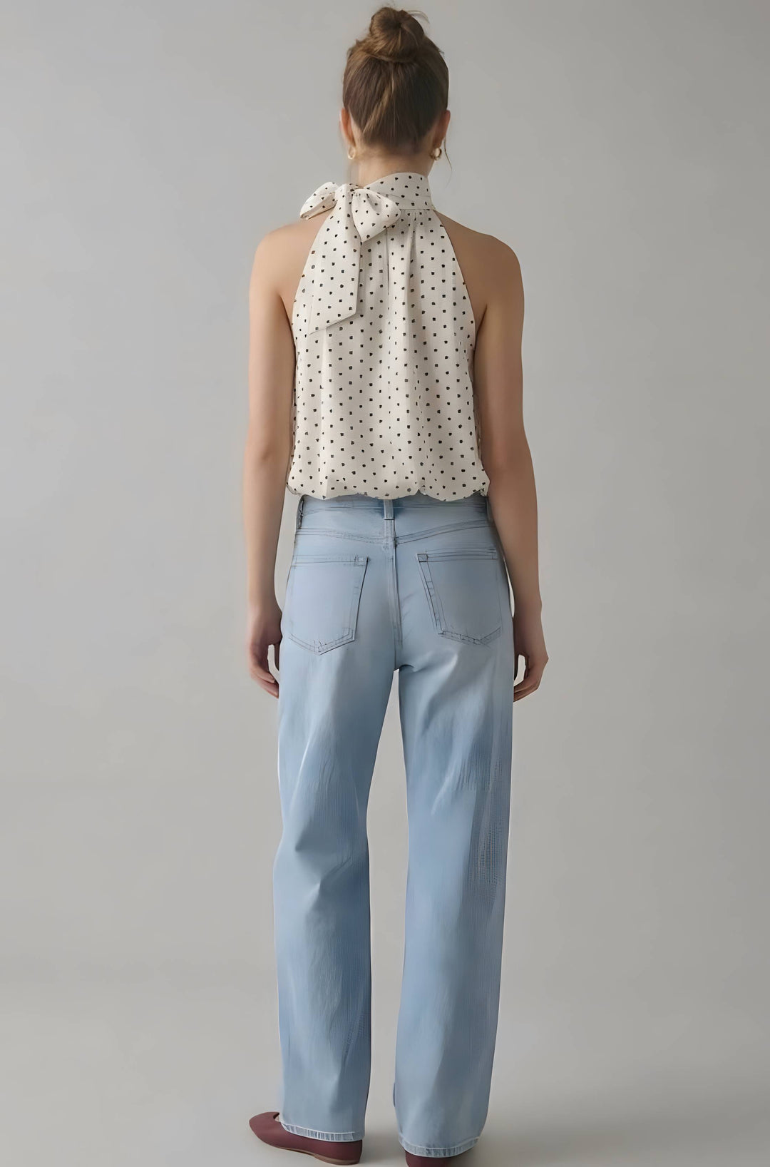 Cream Polka Dot Halter Top