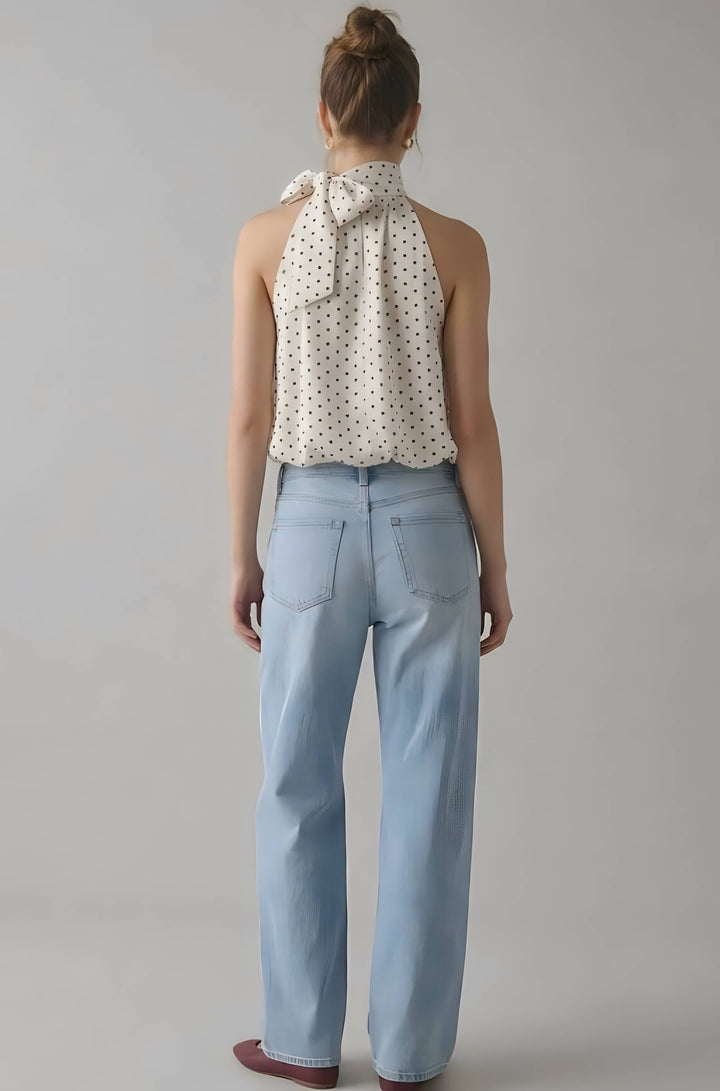 Cream Polka Dot Halter Top