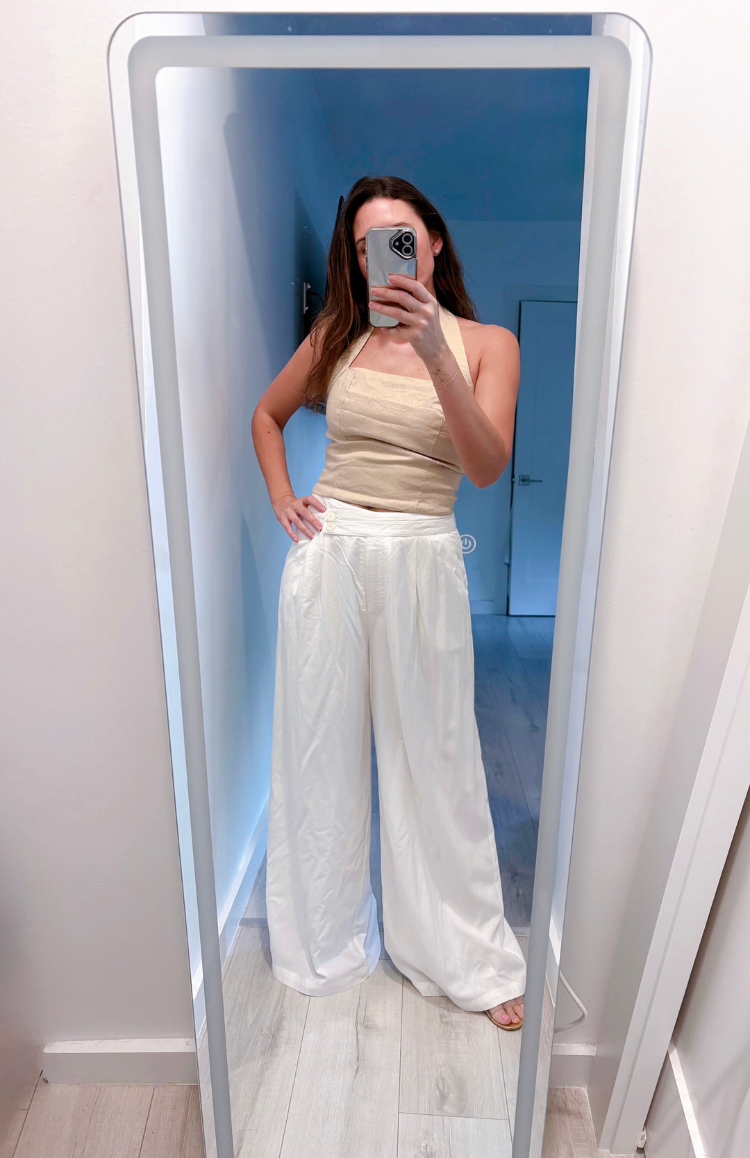 Beige Linen Halter Top