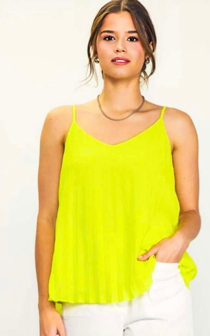 Lime Yellow Pleated Tank