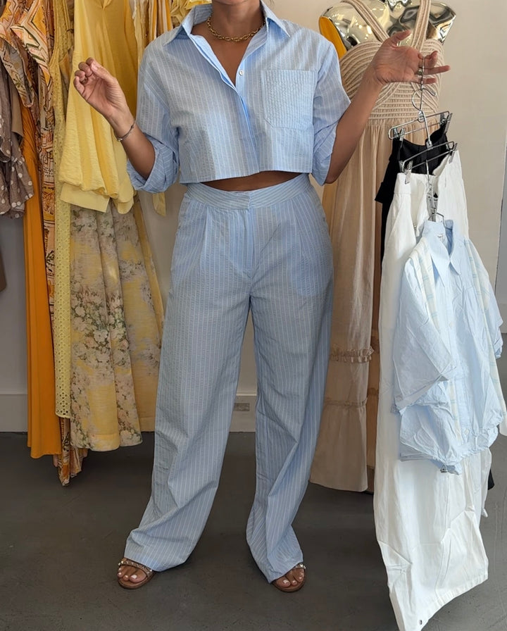 Blue Stripe Pant Set