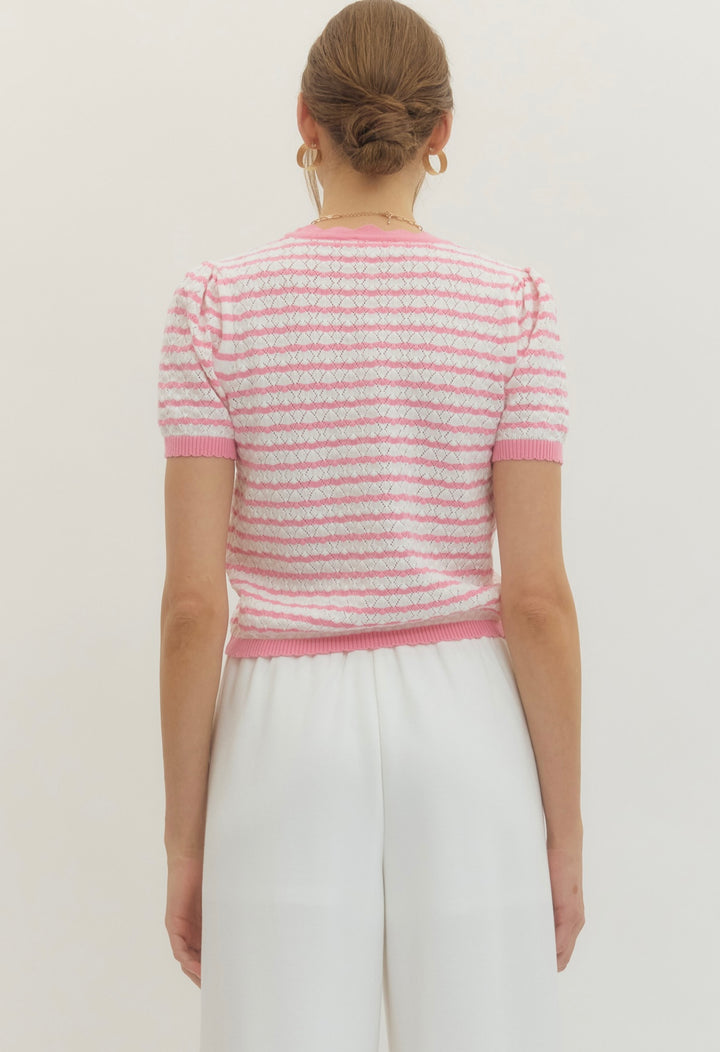 Pink Stripe Knit Top