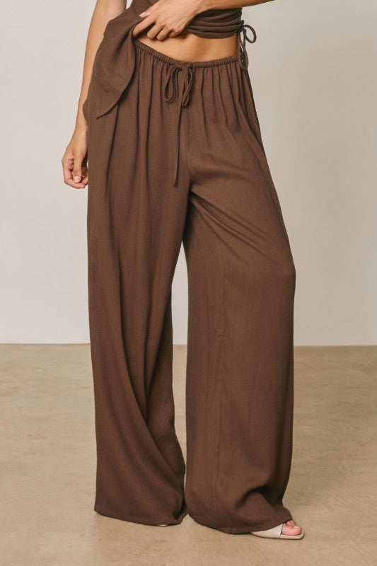 Brown One Shoulder Pant Set