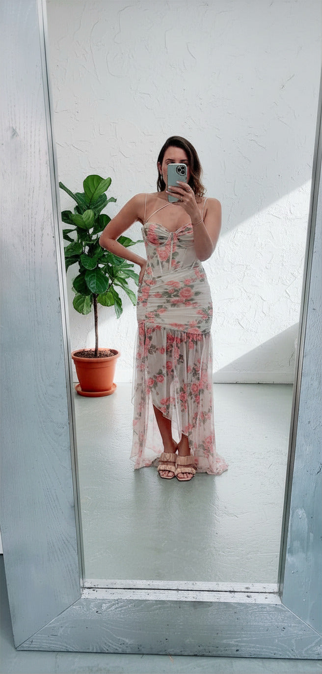 Pink & Green Floral Dress