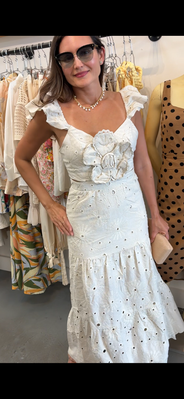Beige Eyelet Dress