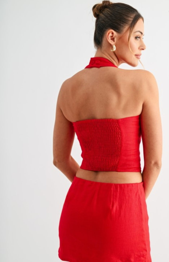 Beige Halter Crop Top