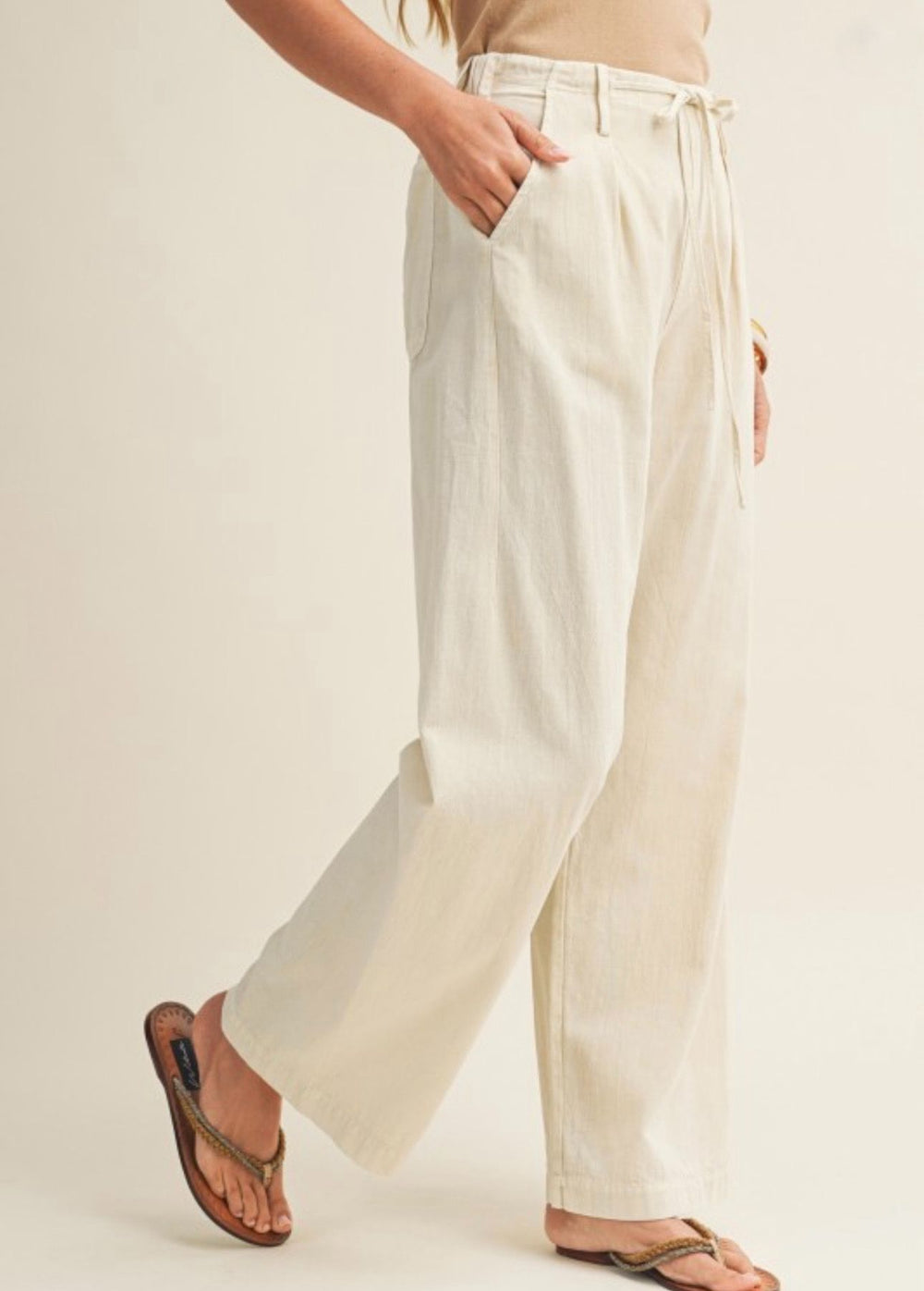 Beige Linen Pants