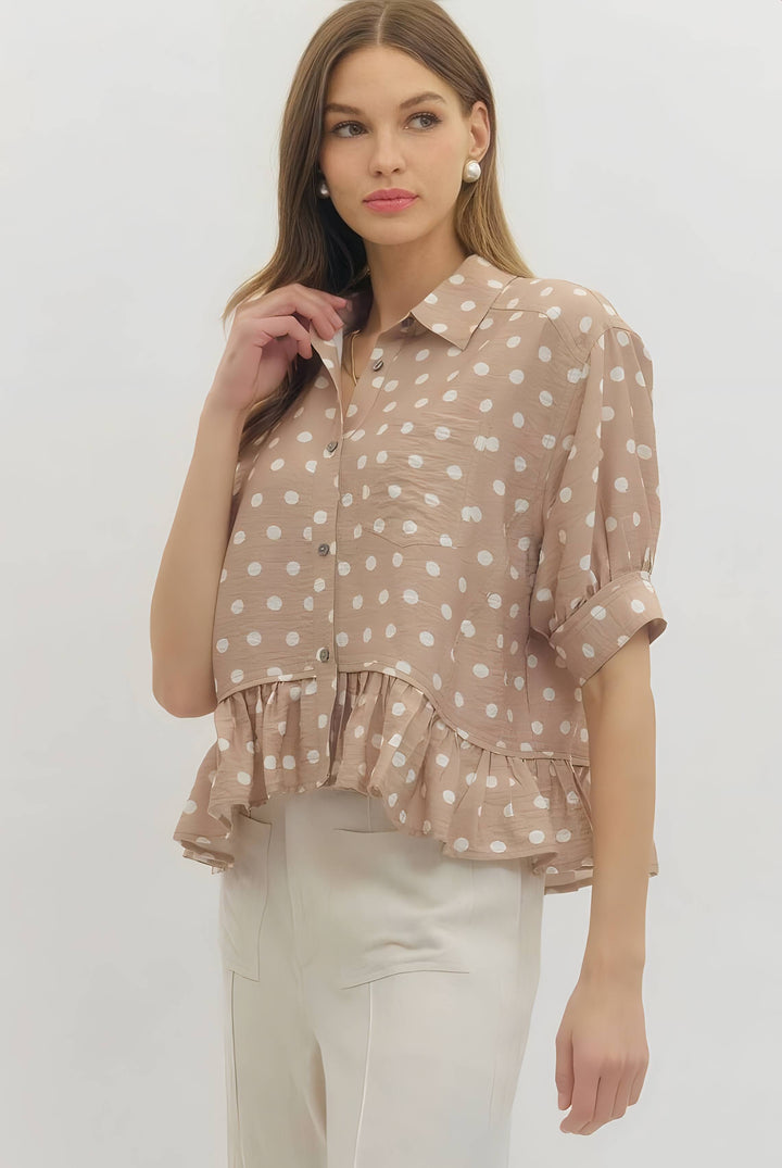 Beige Polka Dot Top