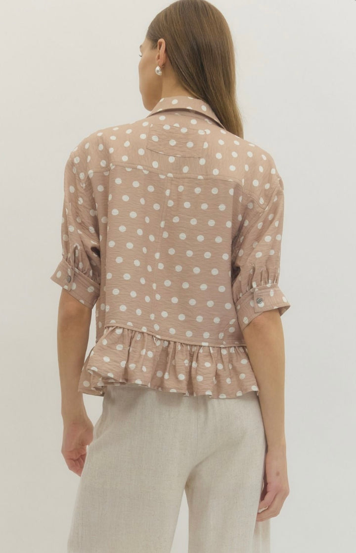 Beige Polka Dot Top