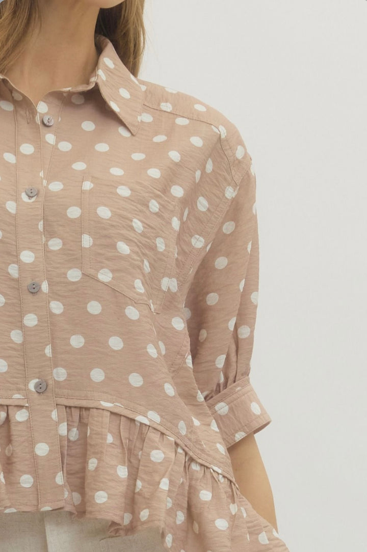 Beige Polka Dot Top