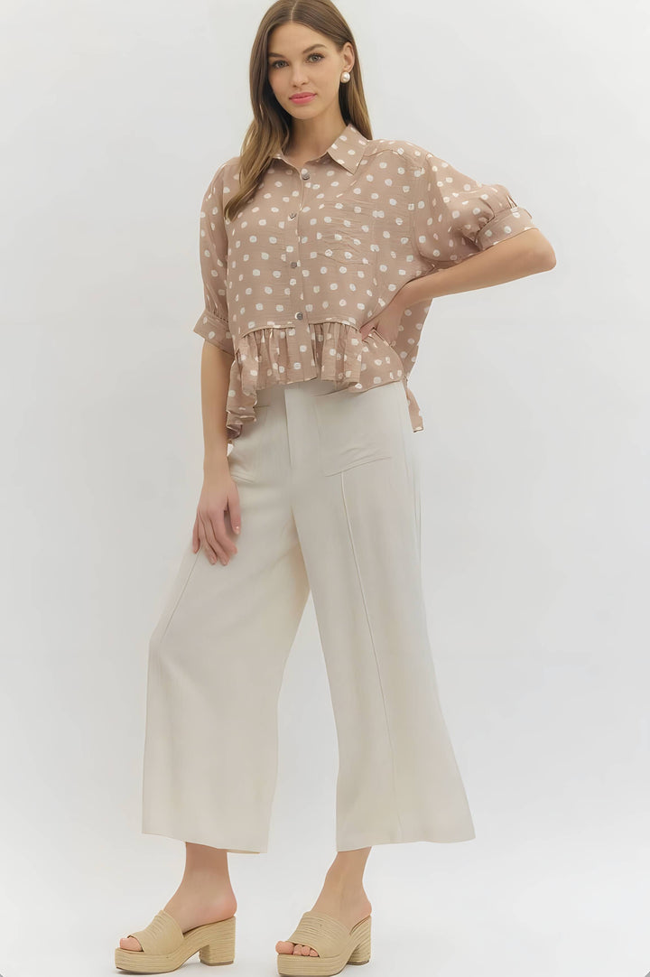 Beige Polka Dot Top