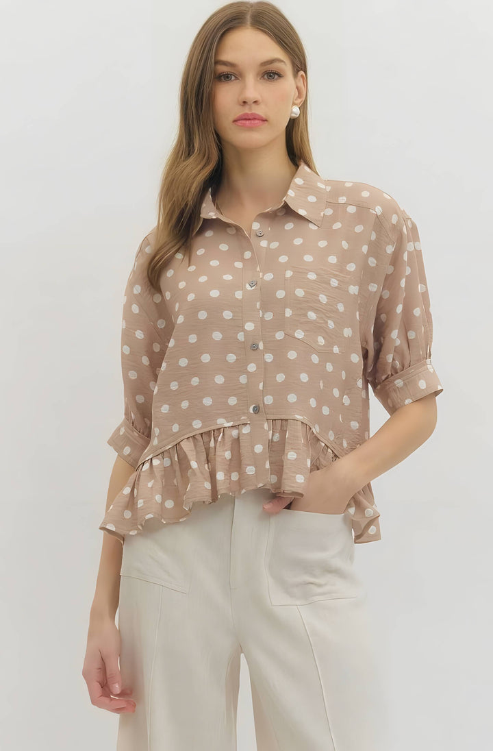 Beige Polka Dot Top