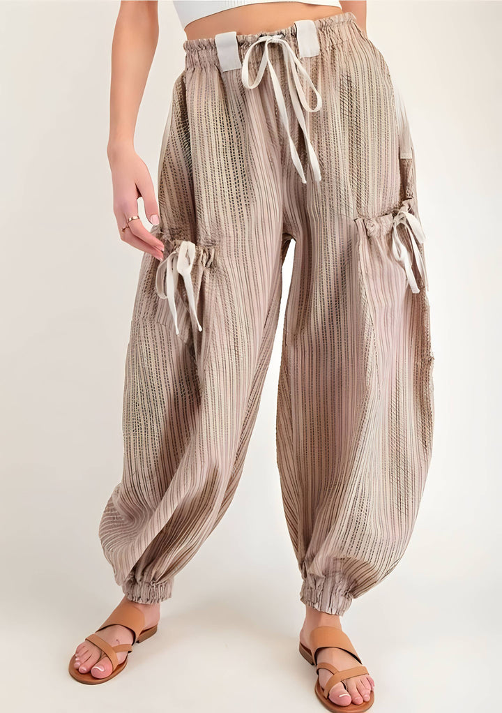 Beige Stripe Joggers