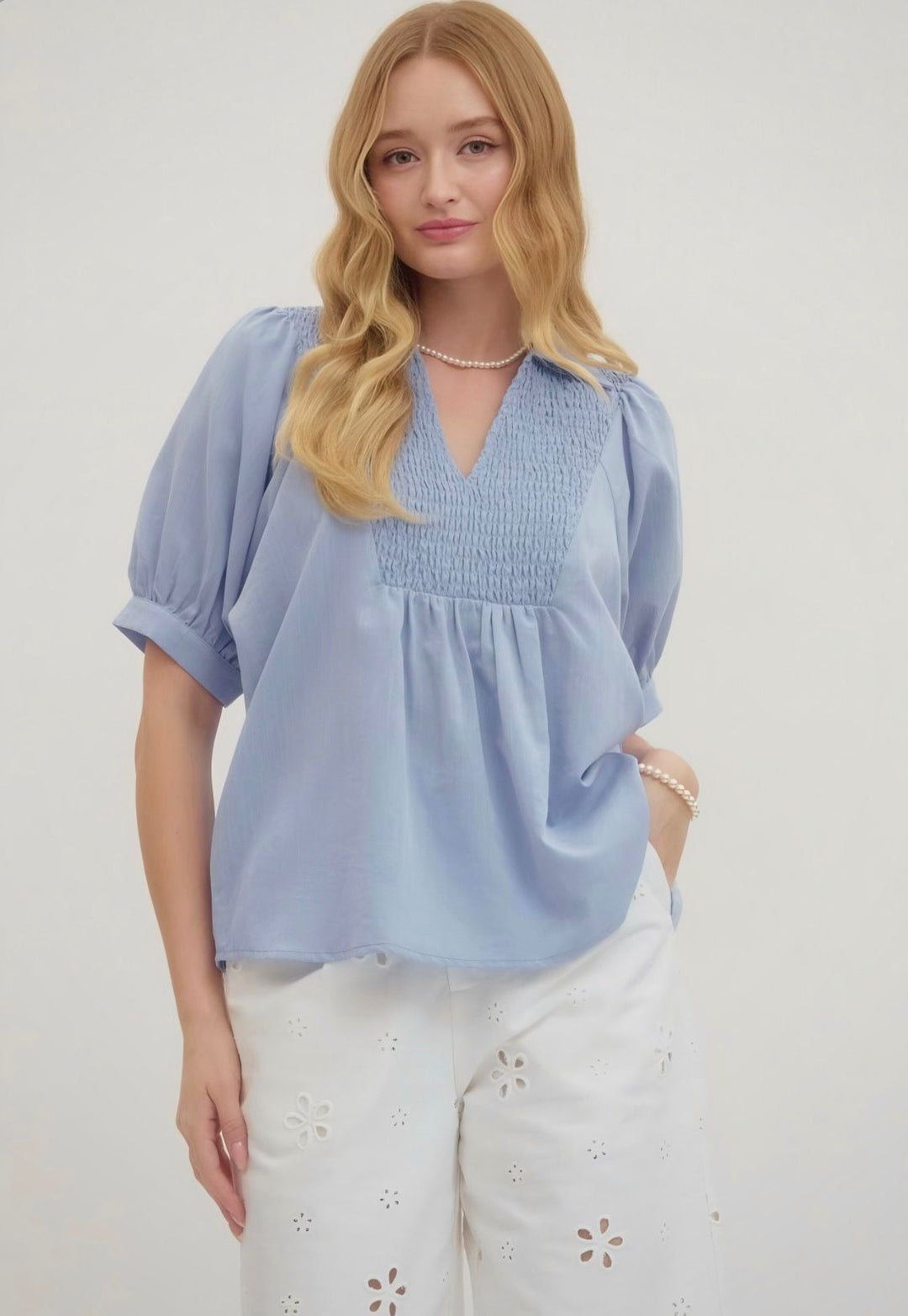 Blue Smock Top