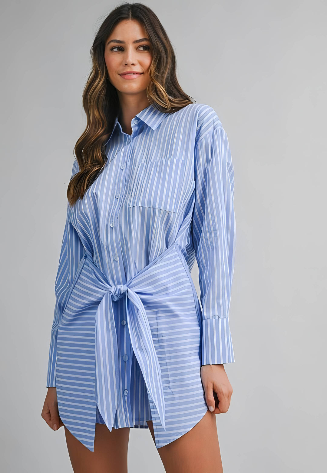 Blue Stripe Shirt Dress