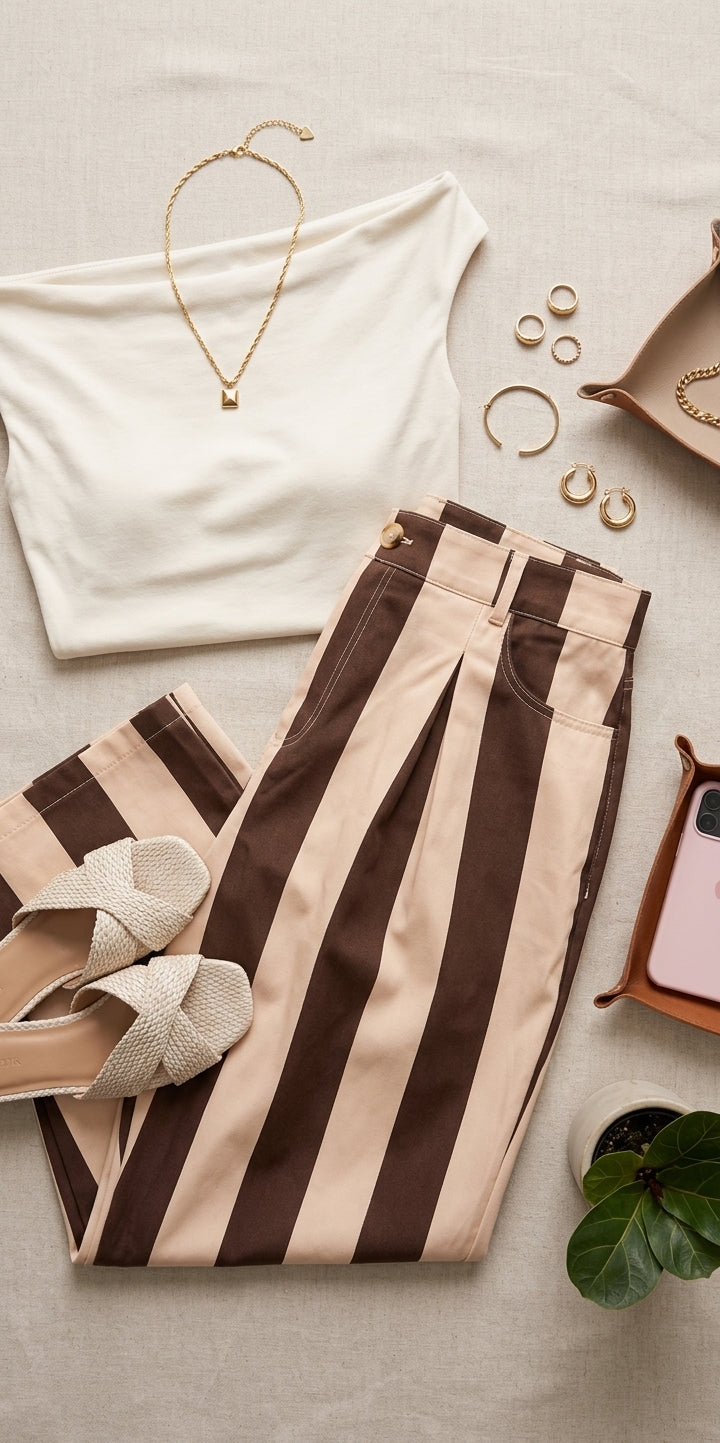 Brown/ Beige Stripe Pants