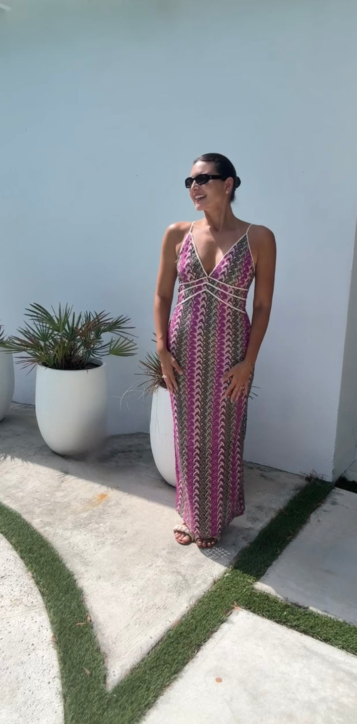Purple Chevron Print Dress