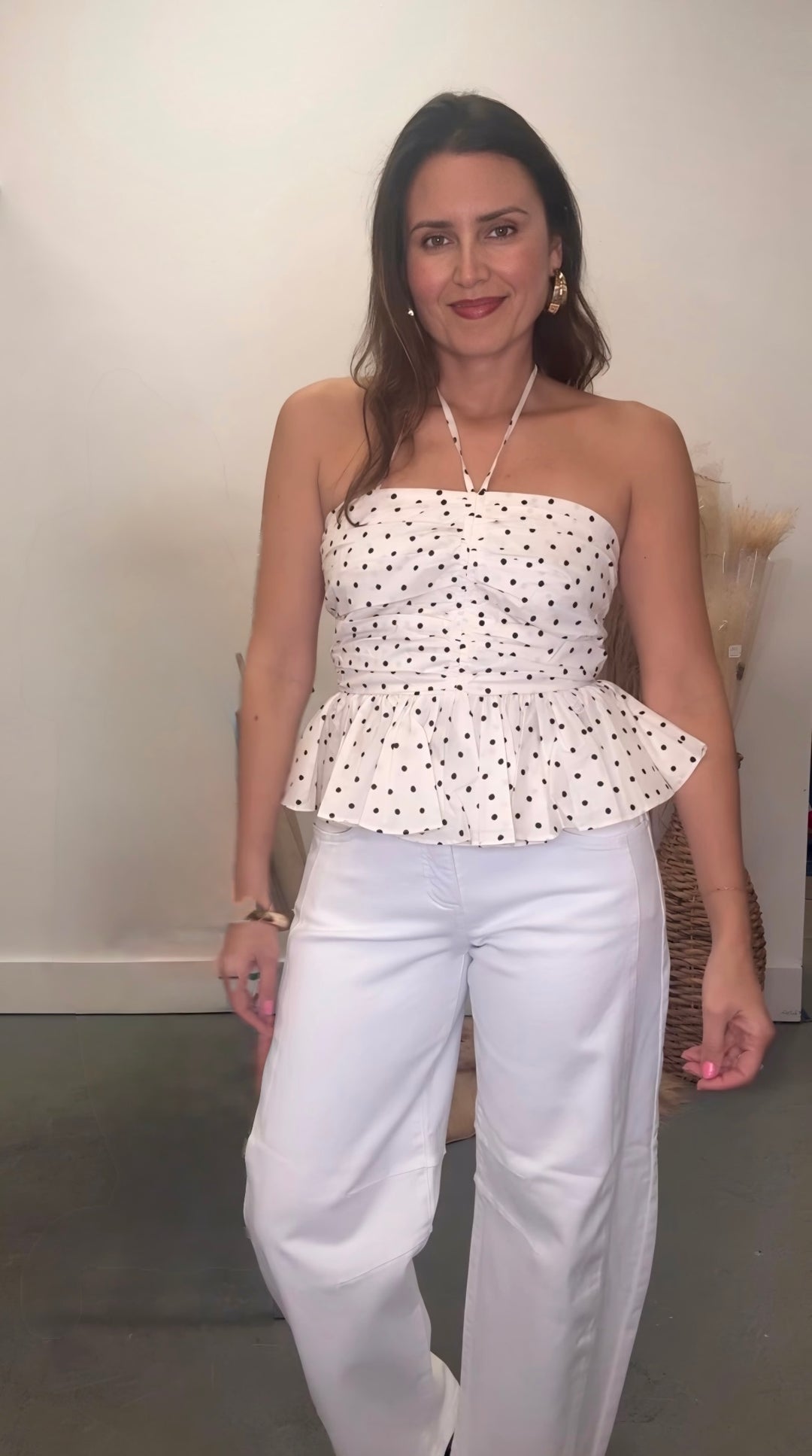 Polka Dot Peplum Top