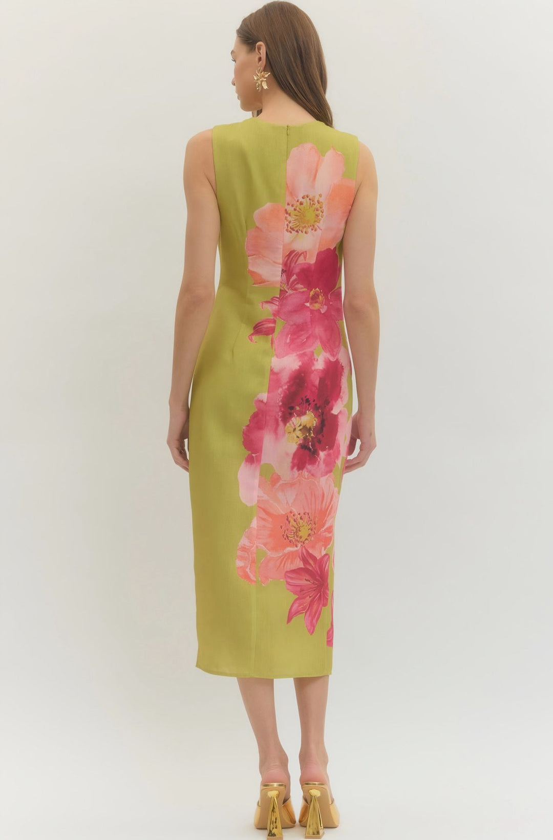 Chartreuse Floral Dress