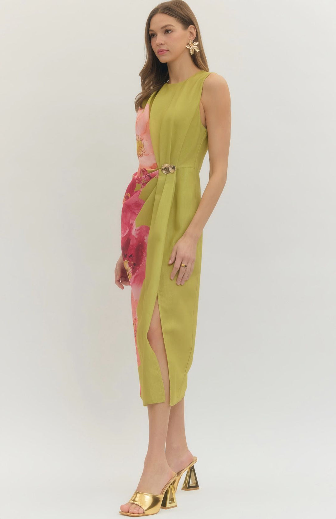 Chartreuse Floral Dress