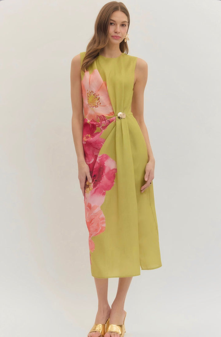 Chartreuse Floral Dress