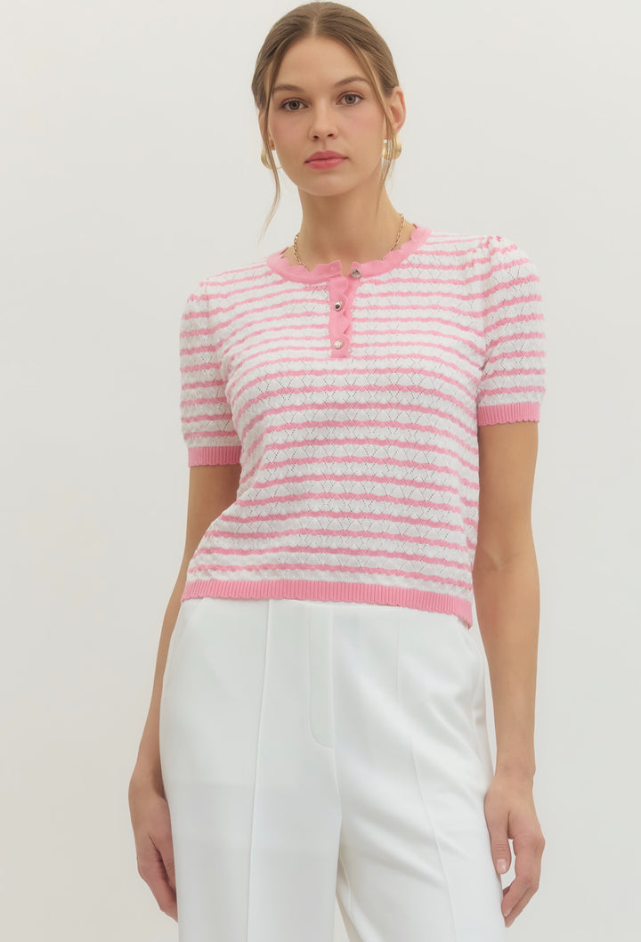 Pink Stripe Knit Top