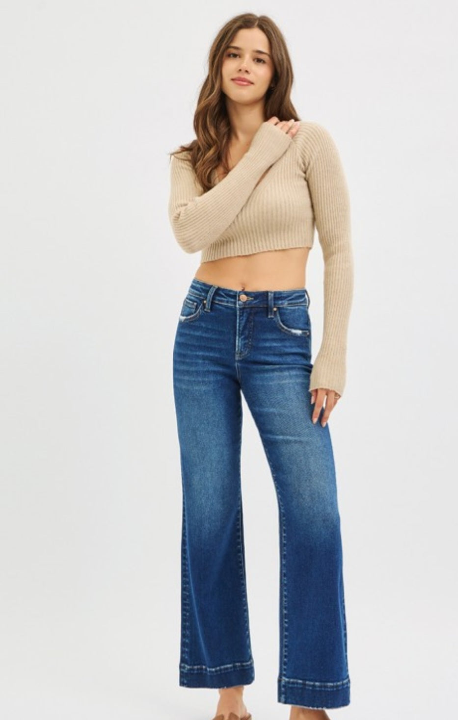 Dark High Rise Straight Jeans