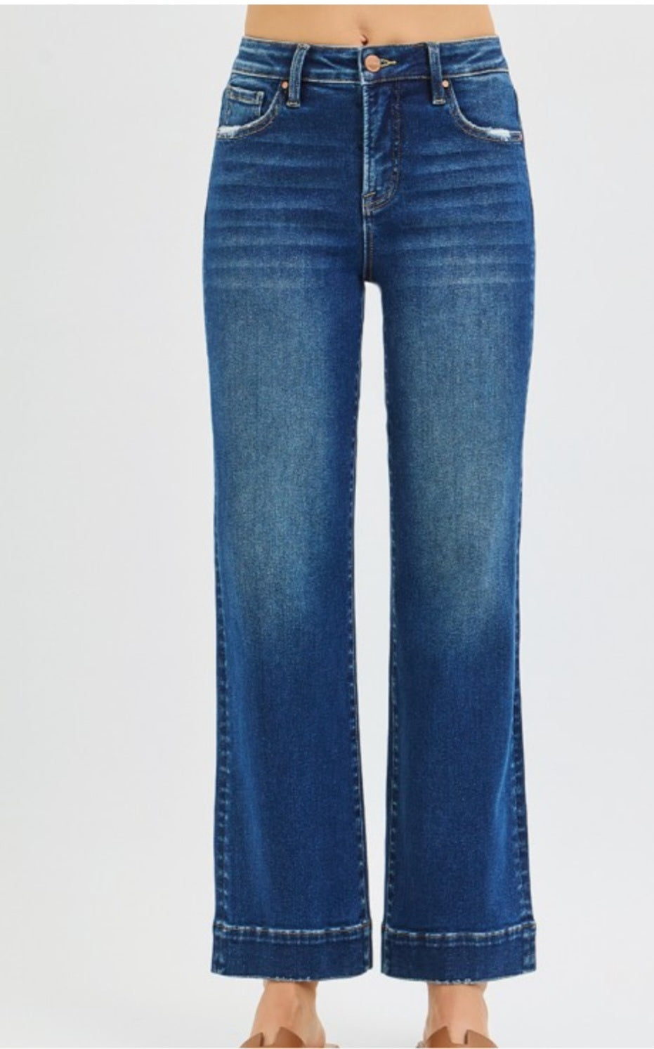 Dark High Rise Straight Jeans