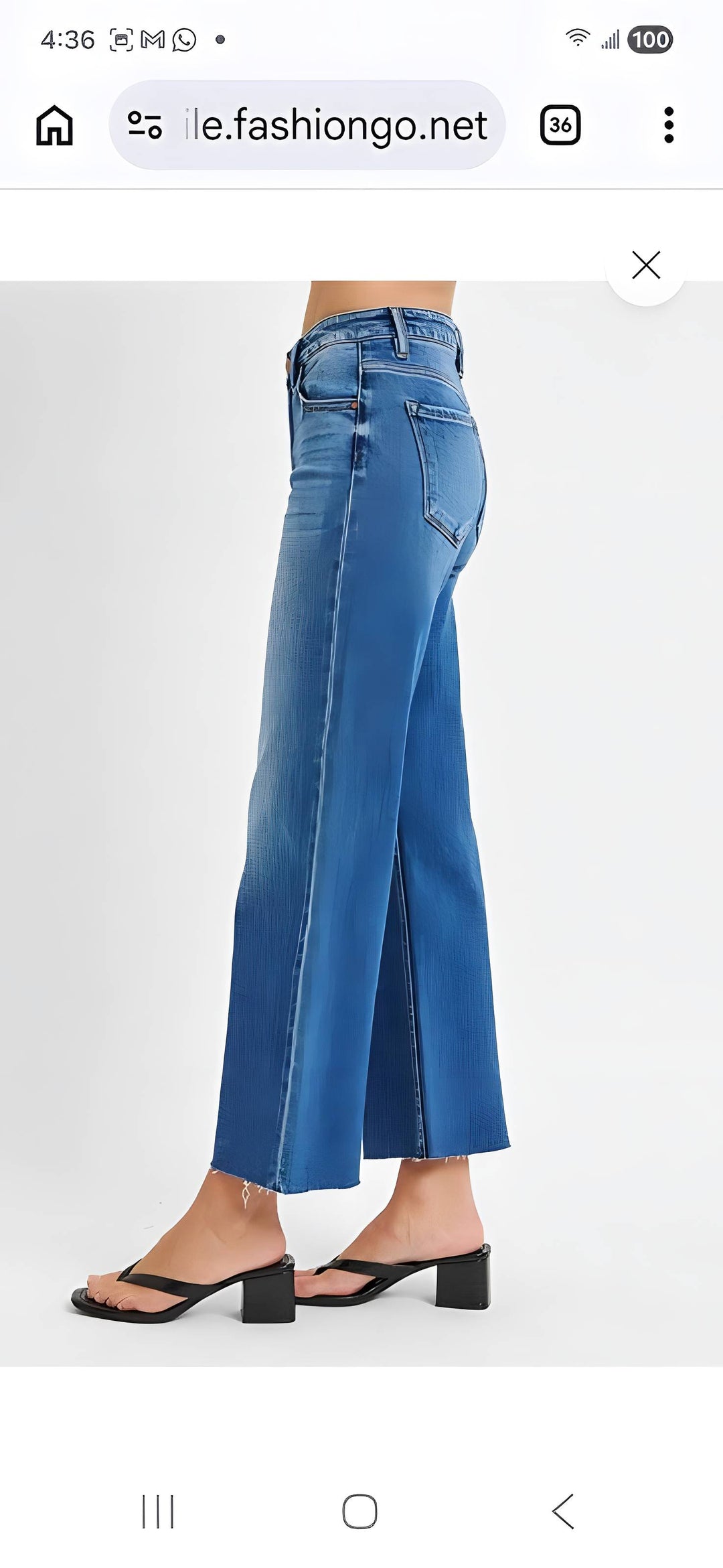 Denim Mid Rise Crop Straight Clean Cut Hem..