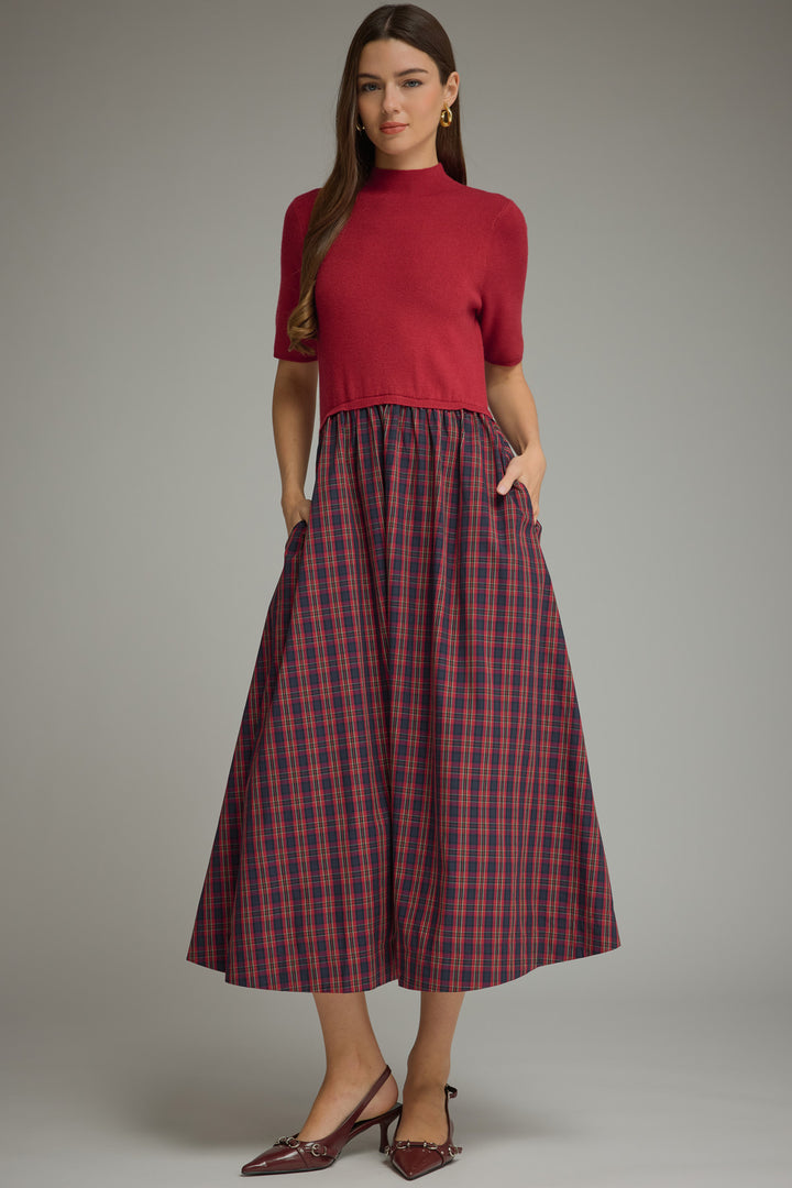 Red Navy Plaid Dress