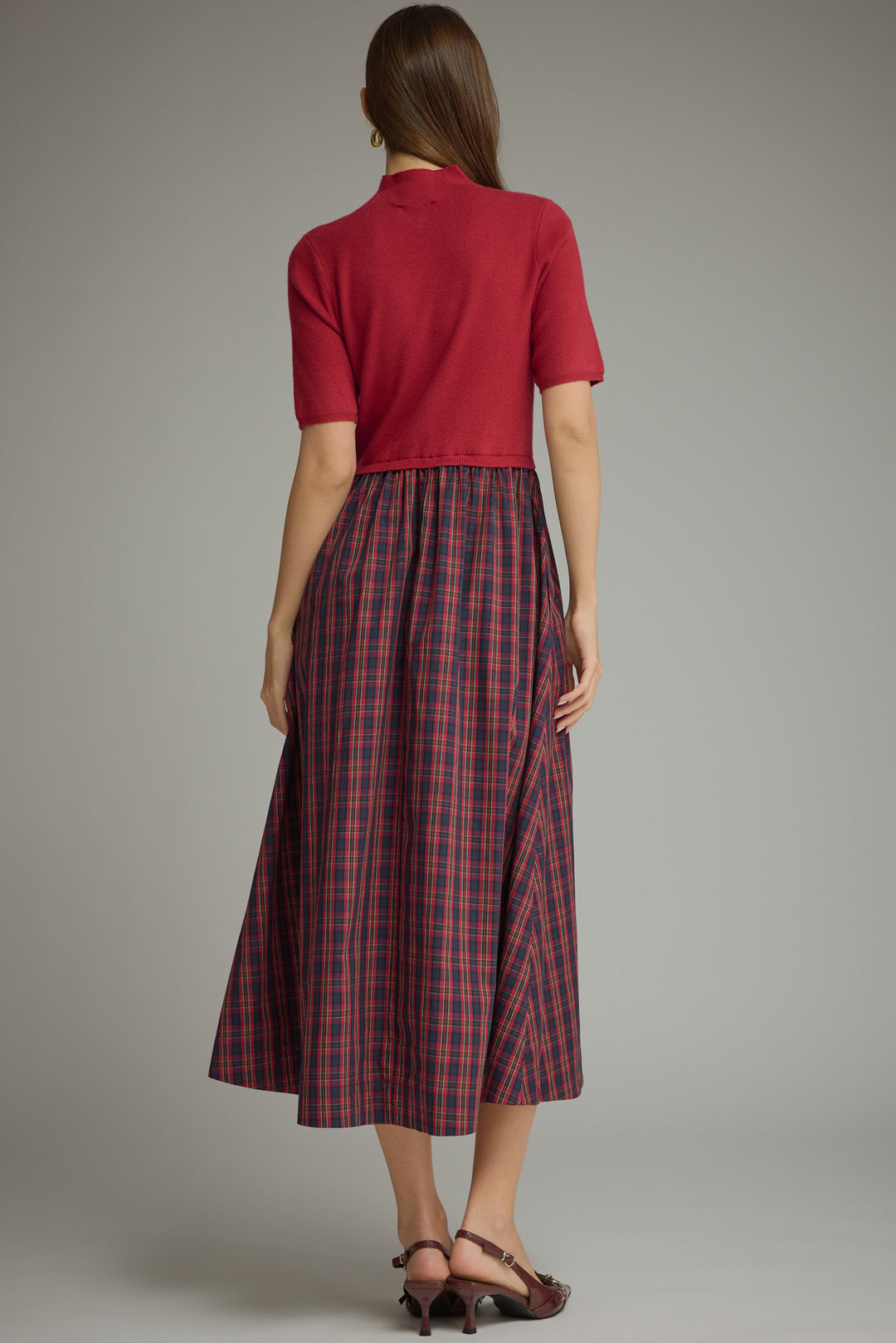 Red Navy Plaid Dress