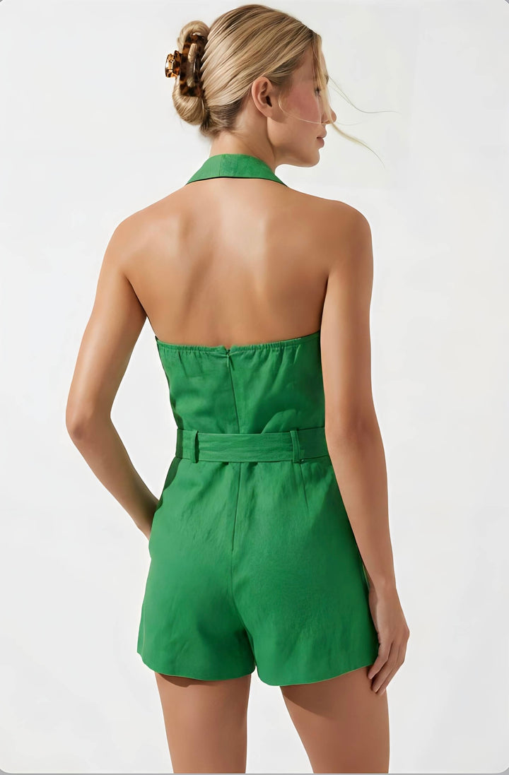 Green Halter Romper