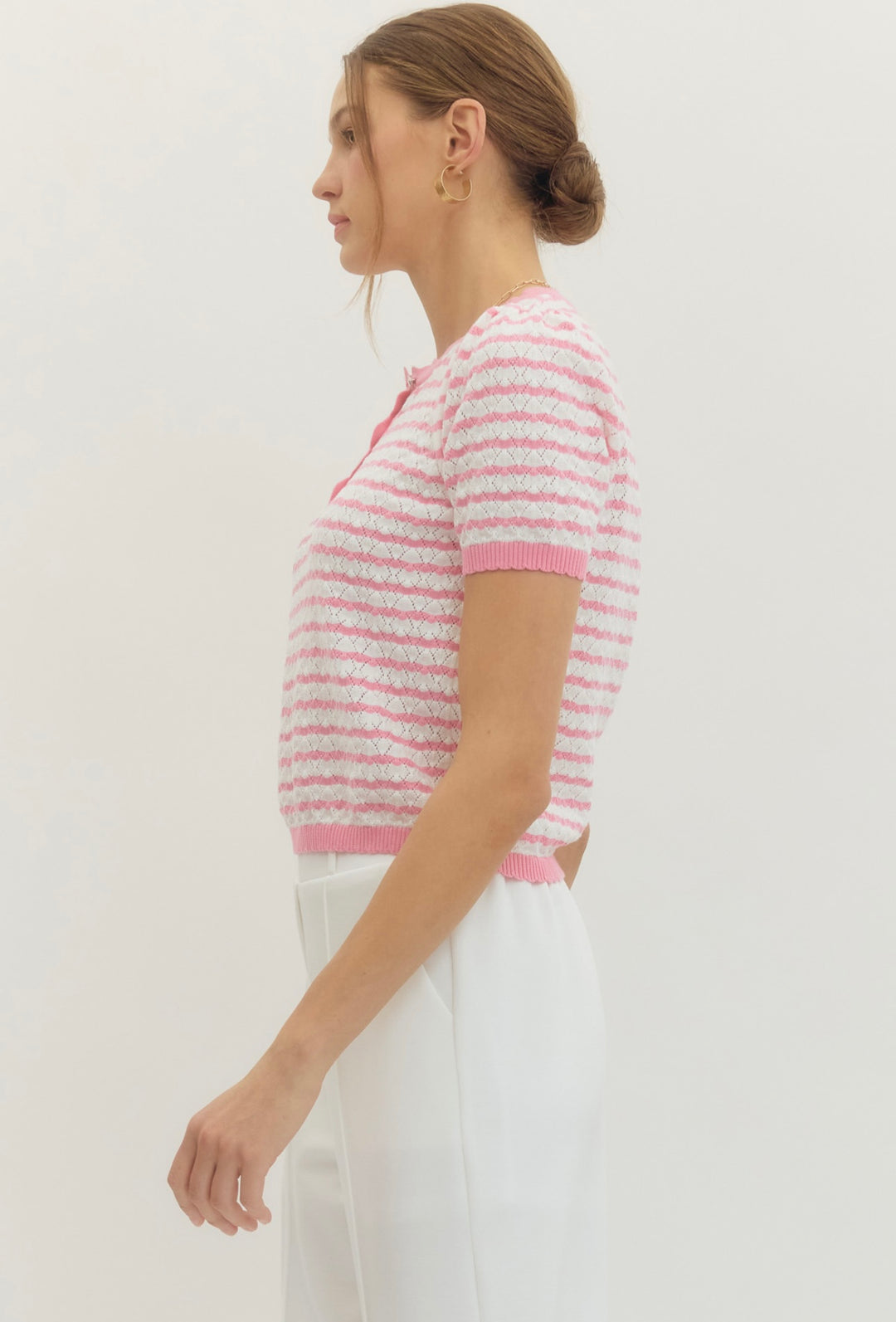 Pink Stripe Knit Top