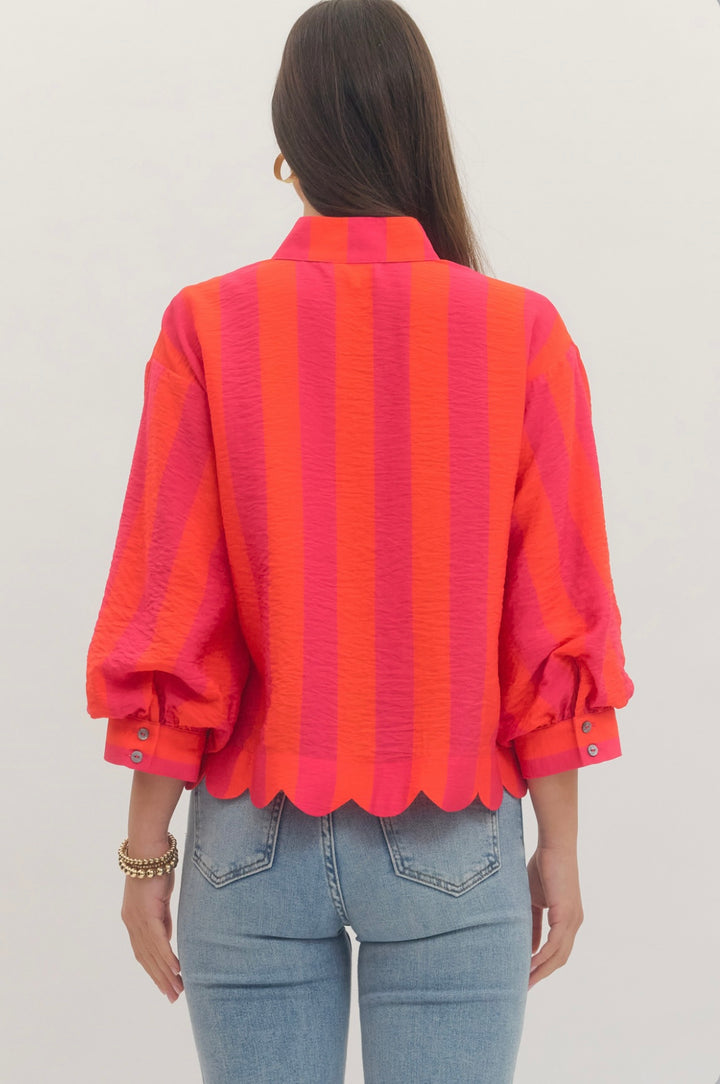 Fuchsia Stripe Top