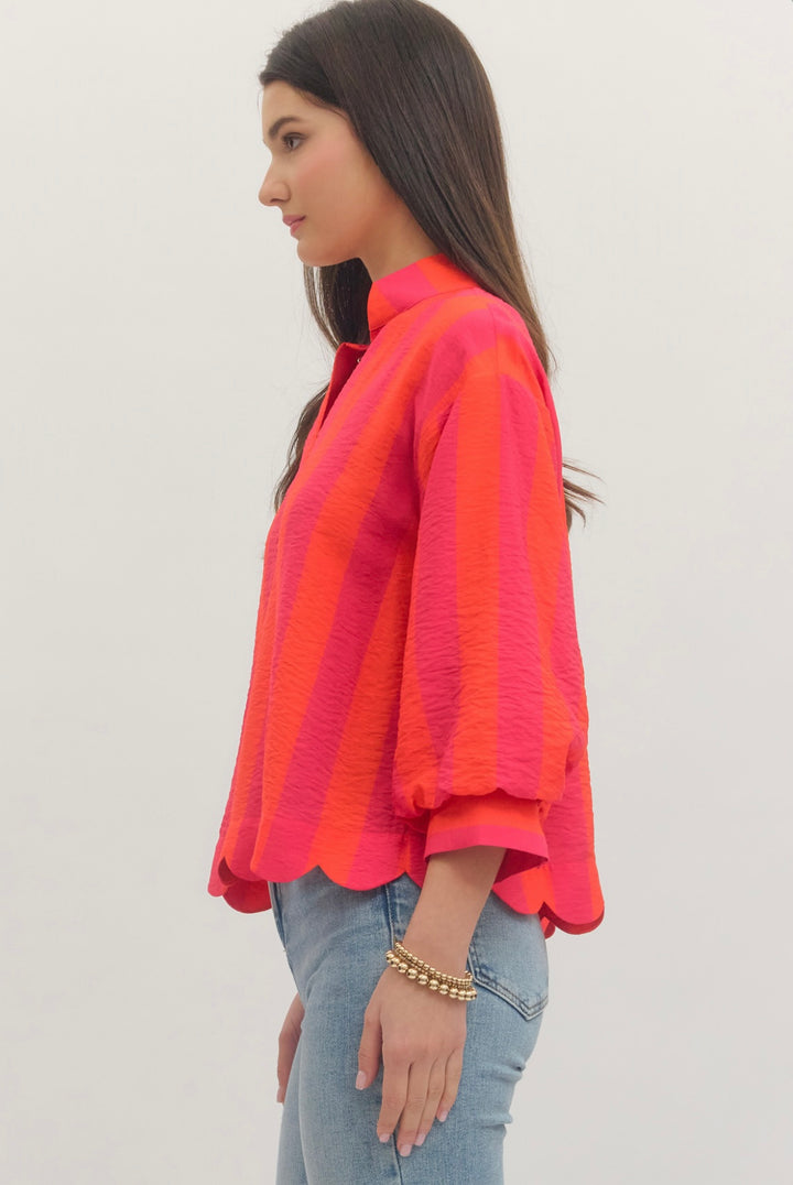 Fuchsia Stripe Top