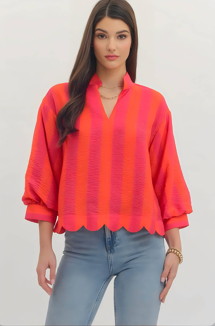 Fuchsia Stripe Top