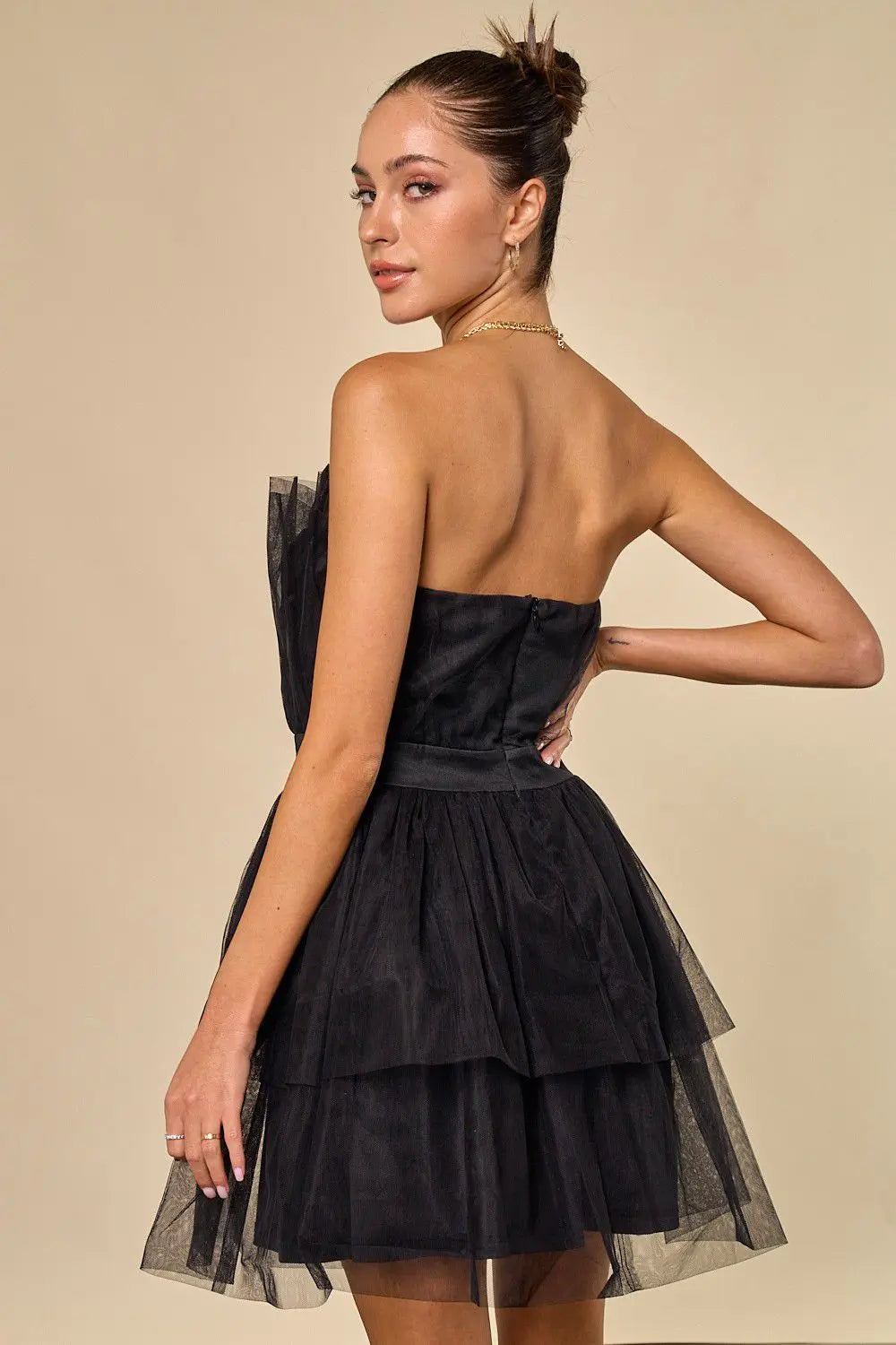 Black Strapless Tulle Dress