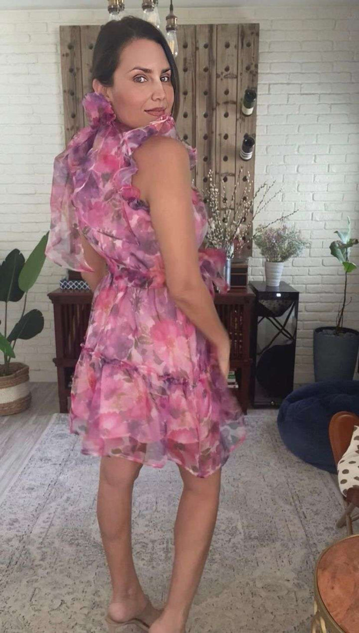 Pink Floral Organza Dress
