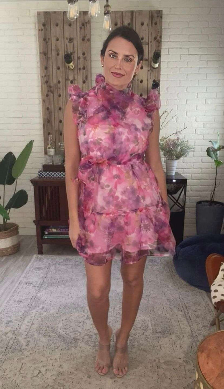 Pink Floral Organza Dress