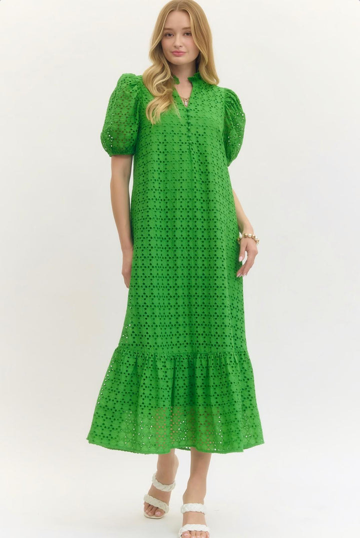 Green Eyelet Dress