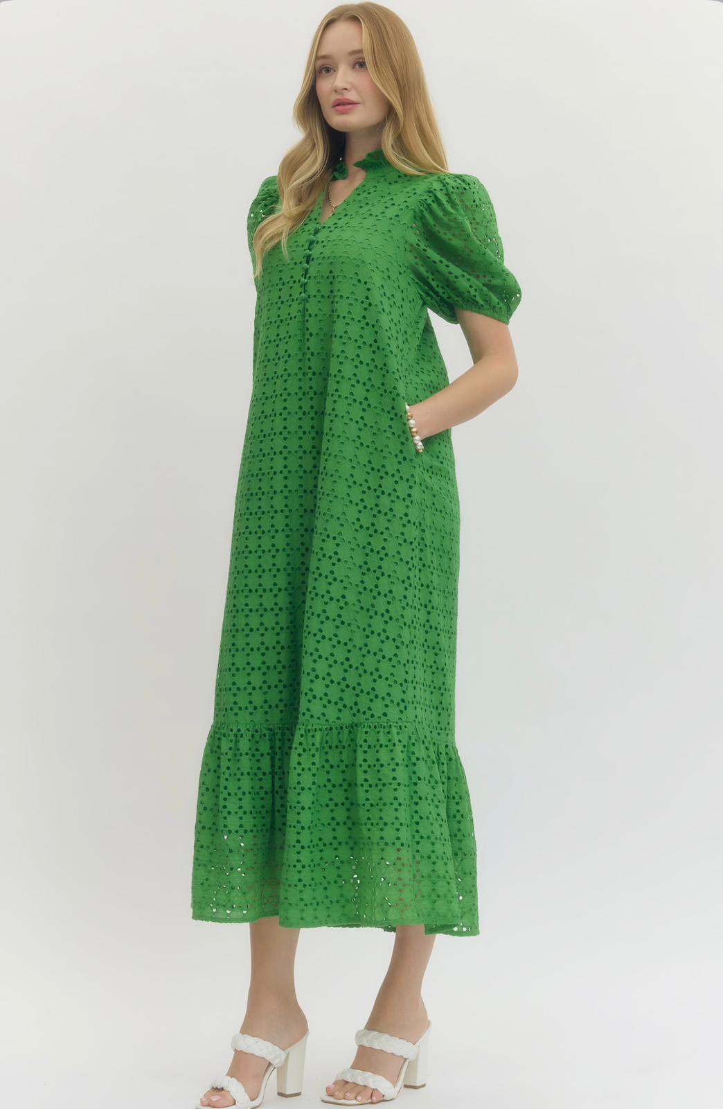 Green Eyelet Dress
