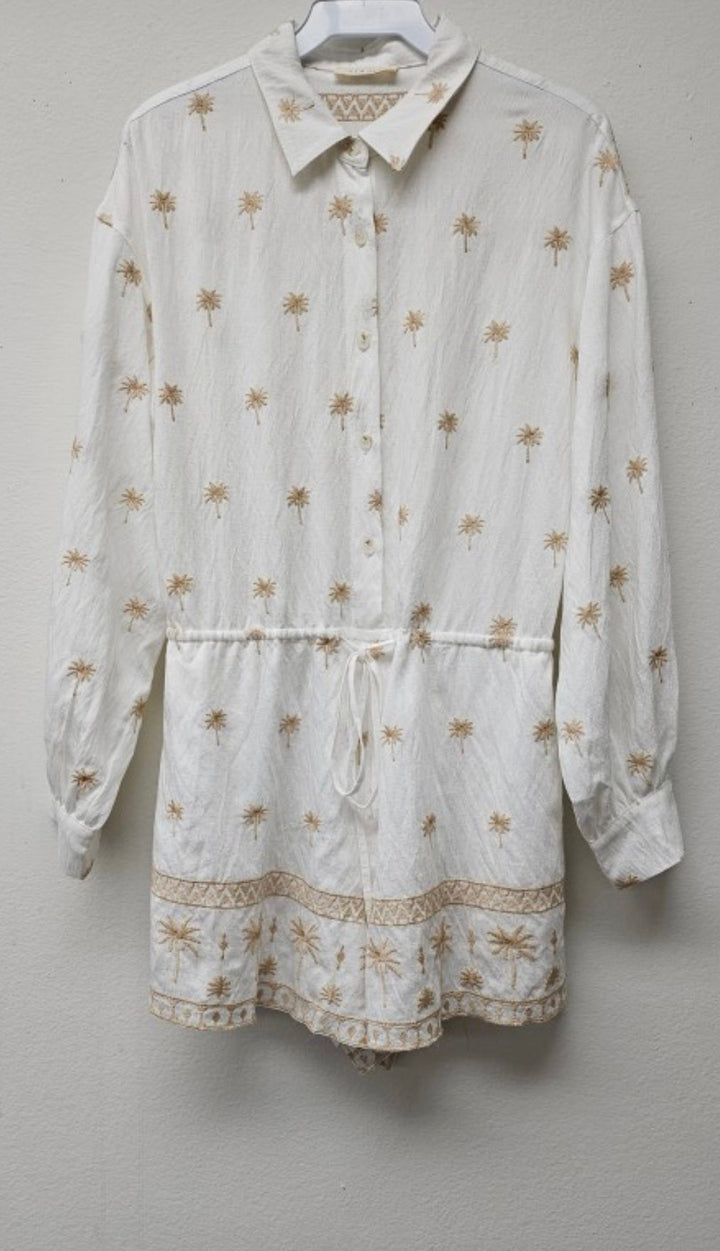 White Embroidered Romper