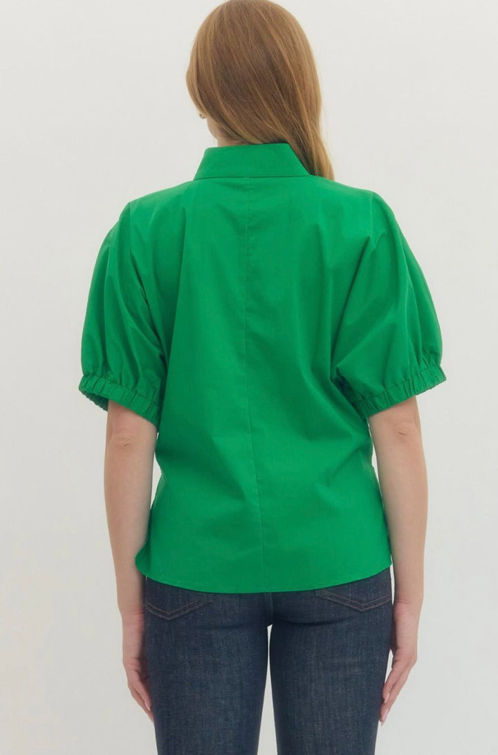 Green Puff Sleeve Top