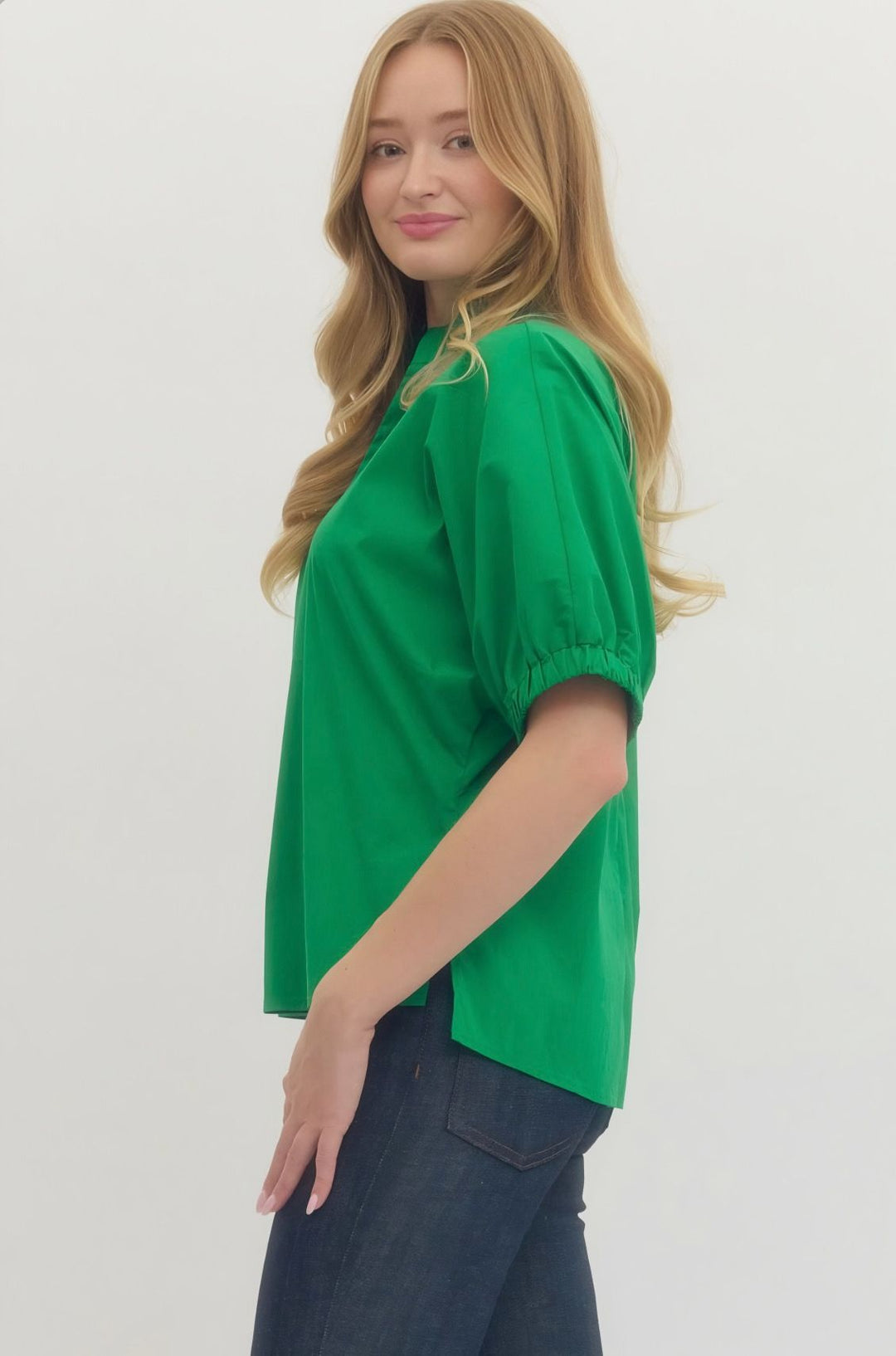 Green Puff Sleeve Top